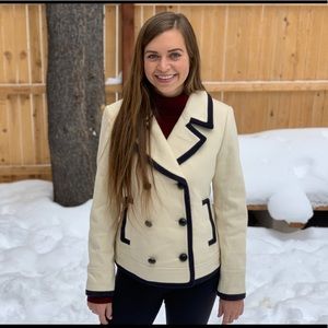 J Crew Button Up Jacket with Black Accents